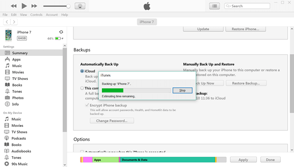 Backup to iCloud via iTunes