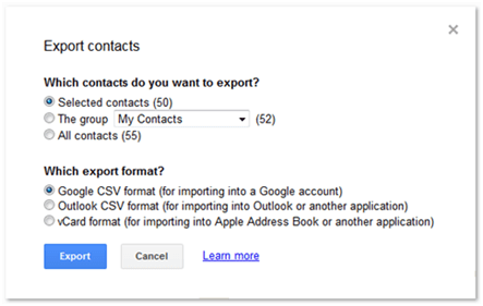 Export Contacts from Gmail