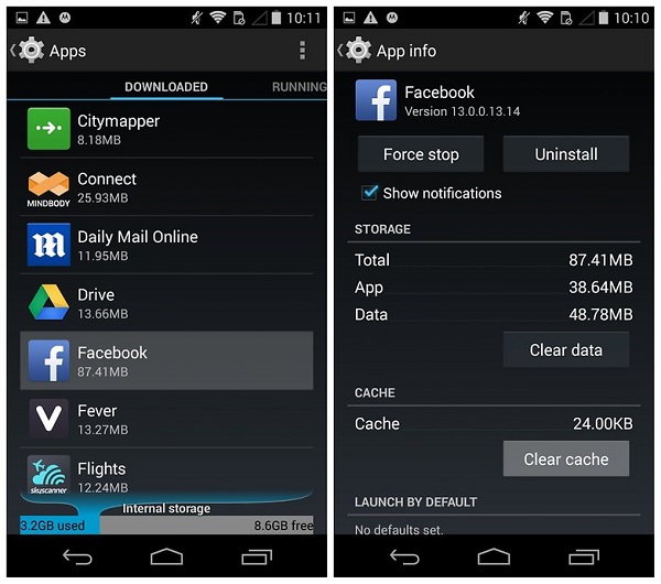 Facebook Clean Cache Android