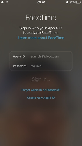 facetime login action cannot be completed