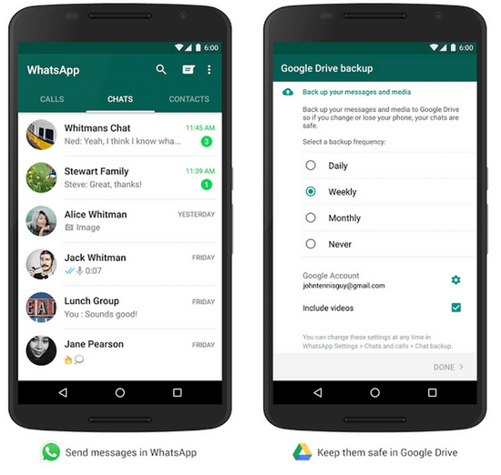 WhatsApp Google Drive Backup Feature