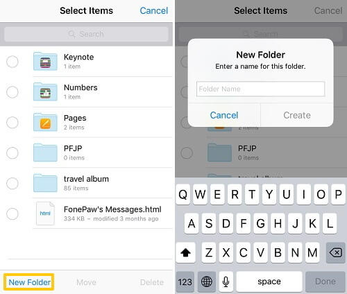 Create New Folder on iCloud Drive