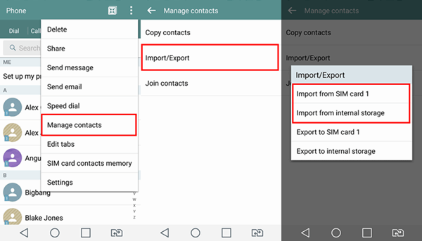 Import Contacts from Android