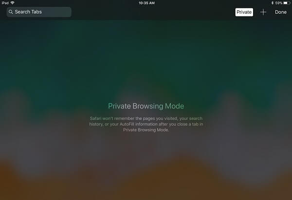 Enable Private Browsing Mode on Safari