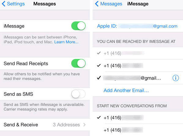 iPhone Send and Receive Settings