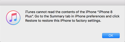 iTunes Cannot Read the Contents of the iPhone