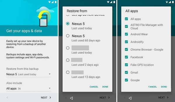 Restore Backup from Android