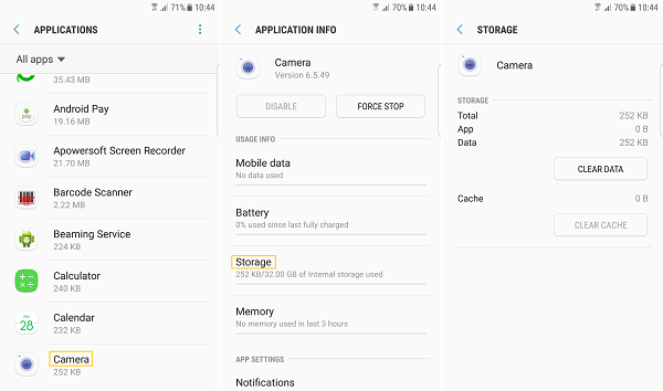Clear Cache Data on S8