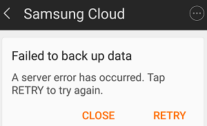 Samsung Cloud Backup Failed