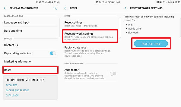 Android Samsung Reset Network