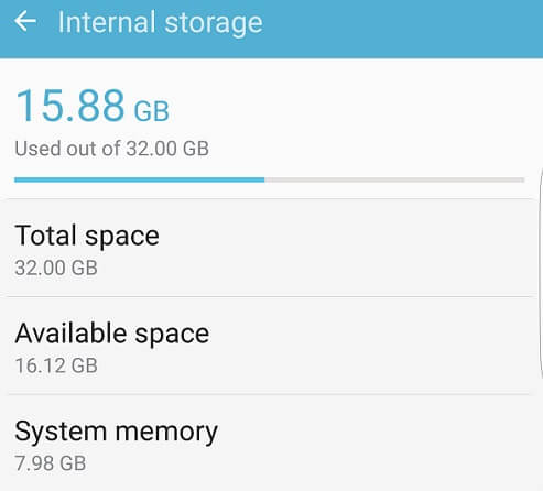 Samsung S7 Edge System Memory