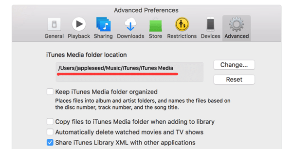 See iTunes Library Path