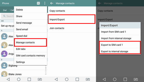 Export Contacts from Android