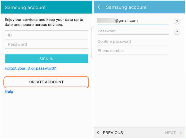 Create a Samsung Account