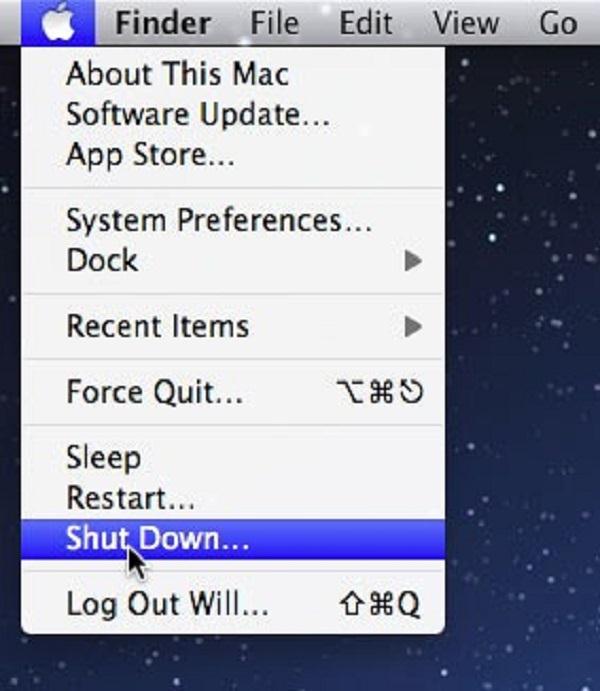 shut down mac using keyboard