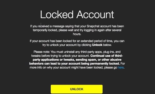 Snapchat Unlock Locked Account