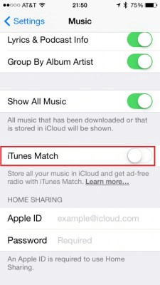 Turn Off iTunes Match