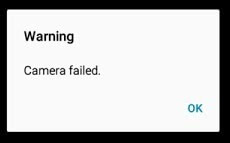 Warning Camera Failed Error
