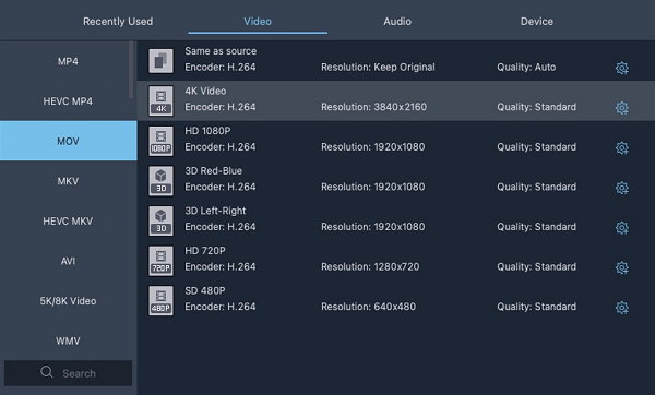 Select a Format Profile