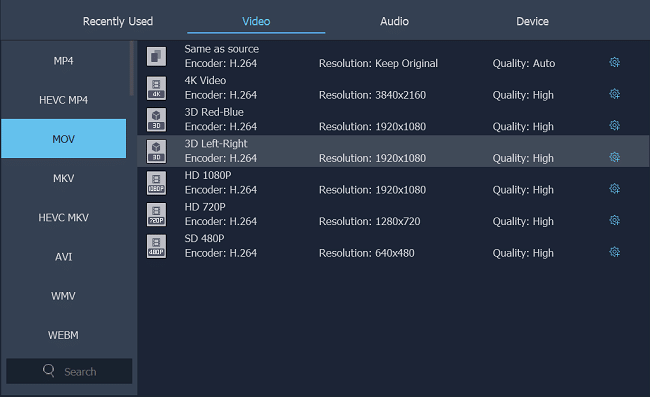 Set Your Preferred 3D Video Format