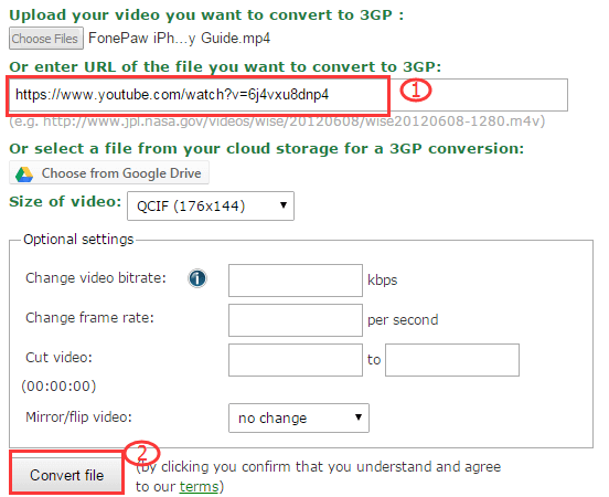 Convert Youtube Videos to 3GP