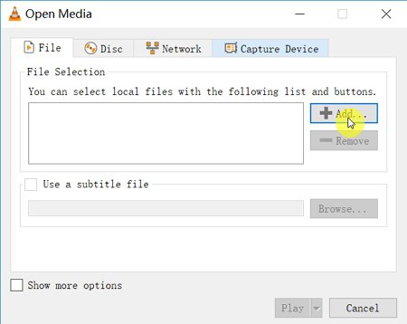 Add Media Files in VLC