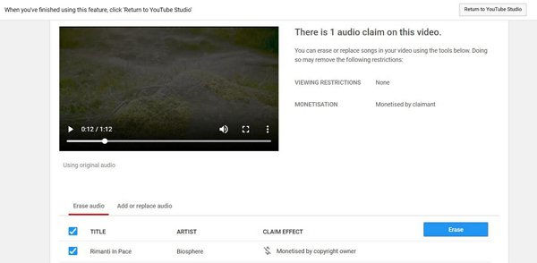 Erase Audio from Video on YouTube