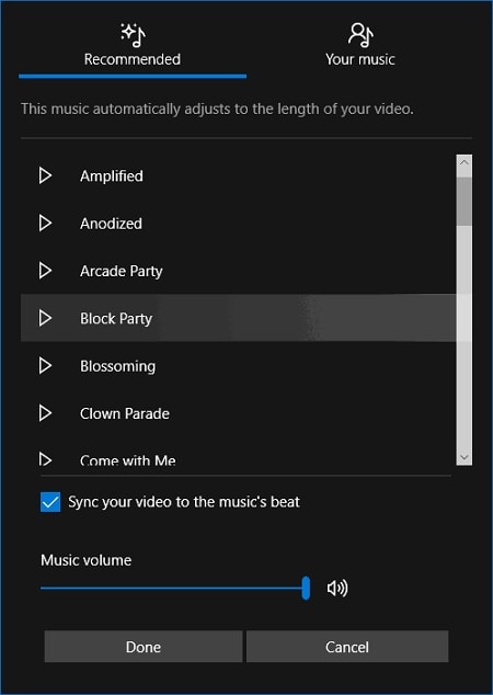 Add Music in Windows 10 Photos