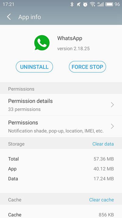 WhatsApp Clear Data