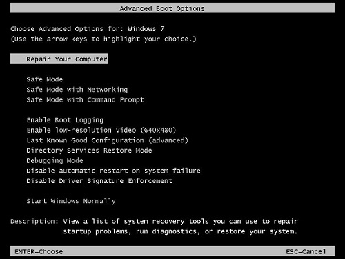 Advanced Boot Options on Windows 7