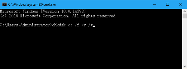 Run CHKDSK /F /R /X Command