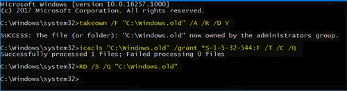 Command Prompt Delete Windows.Old