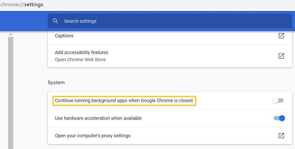 Disable Background Apps When Chrome is Closed