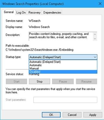 Disable Windows Search