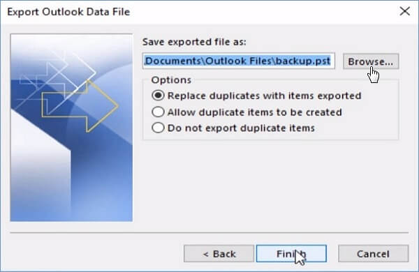 Choose Path to Save Exported Outlook Emails