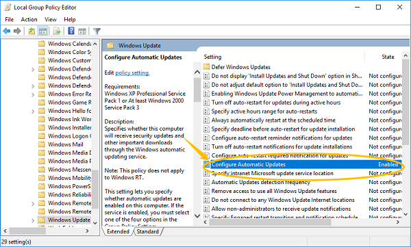 Configure Windows Update on Group Policy Editor