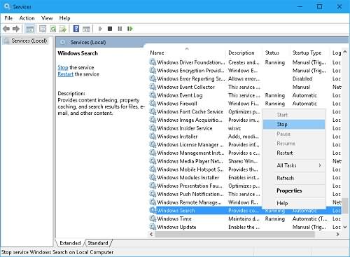 Stop Windows Search