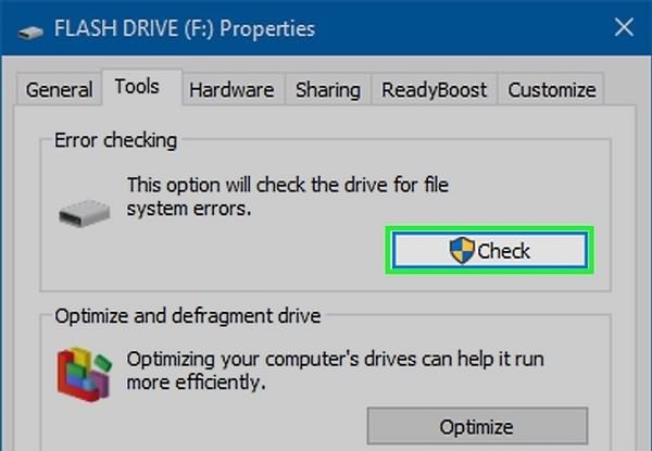 Check USB Drive with Windows Repair Tool