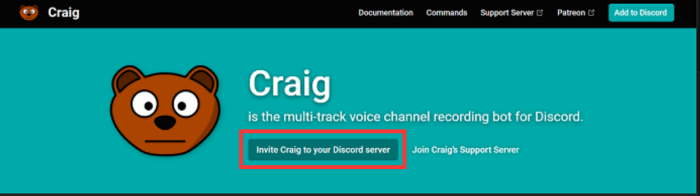 Convidar Craig Bot para servidor