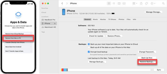 Transfer one iPhone to Another via Finder
