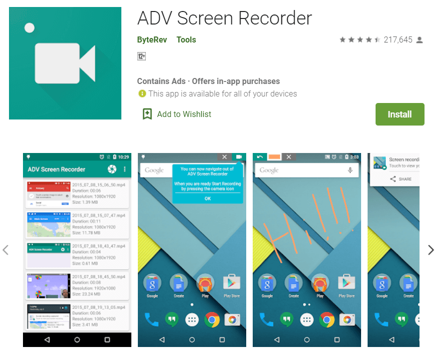 ADV Screen Recorder aus dem Google Play Store herunterladen