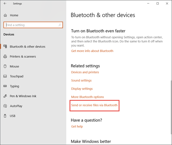 Bluetooth Settings on PC