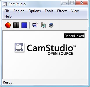 Interface principale de CamStudio