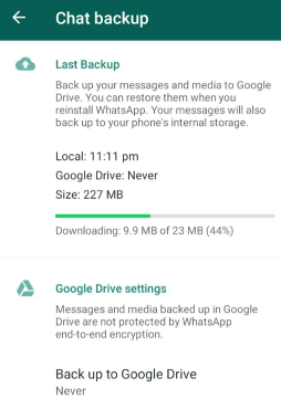 Backup no google drive
