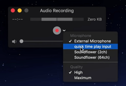 Choose QuickTime Microphone