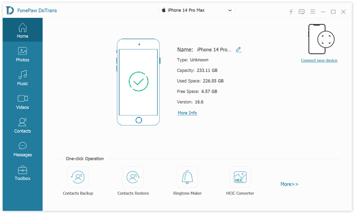 Connect iPhone to FonePaw DoTrans
