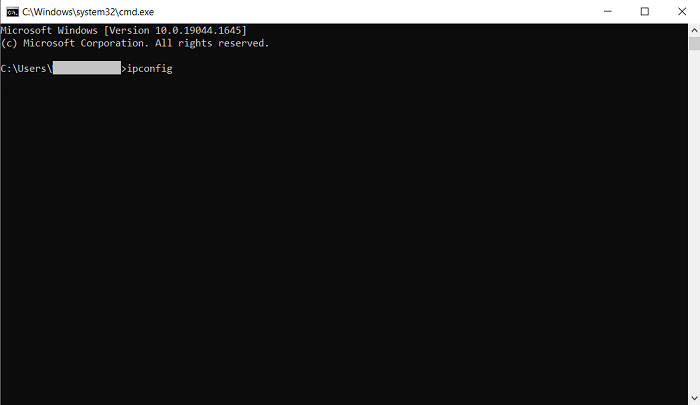 Enter ipconfig in cmd