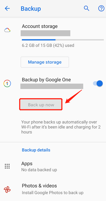 Backup Android no Google Drive