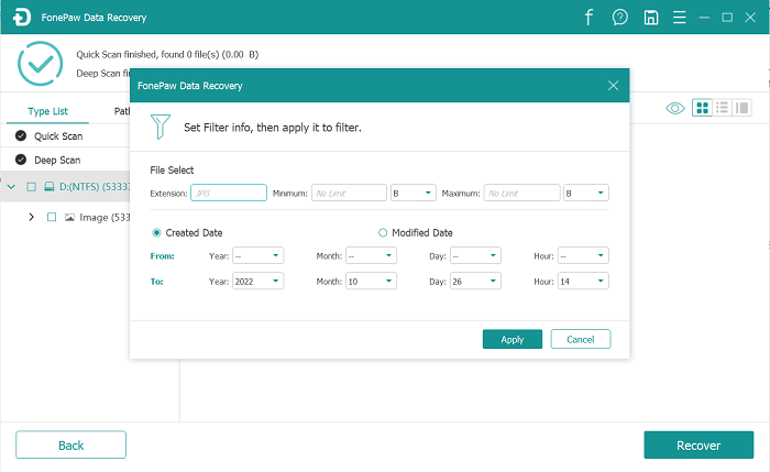 Filter Files to Recover