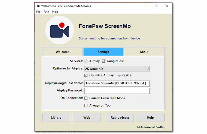 FonePaw ScreenMo Main Interface